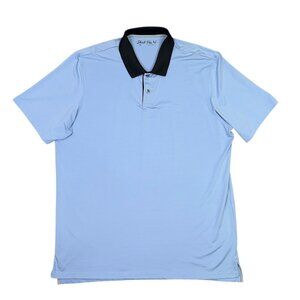 Short Par 4 Polo Shirt Mens XL Blue Golf Performance Stretch Wicking Lightweight